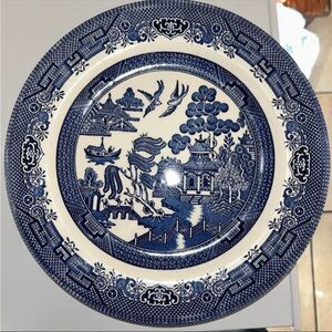 Blue Willow Porcelain Dinner Plate - Blue and White Transferware